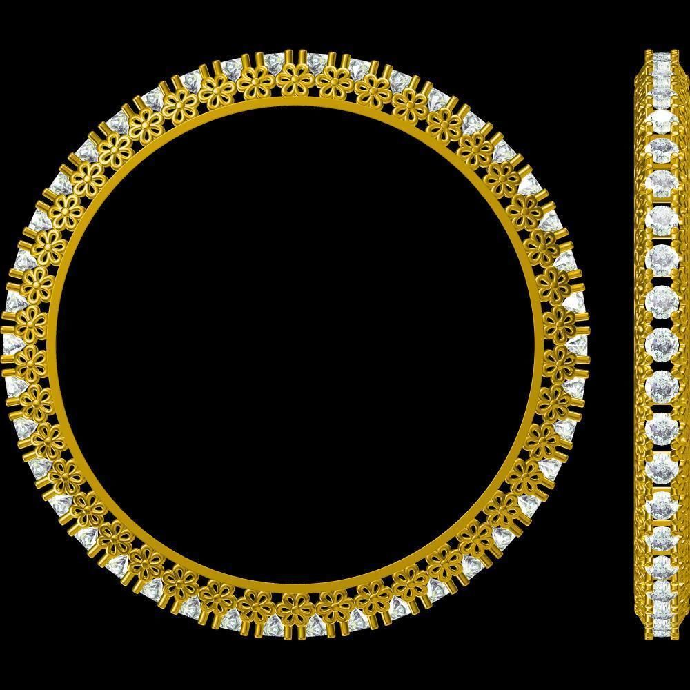 Bangle-042-0001 oval diamond ring in rose gold 3D print model_19