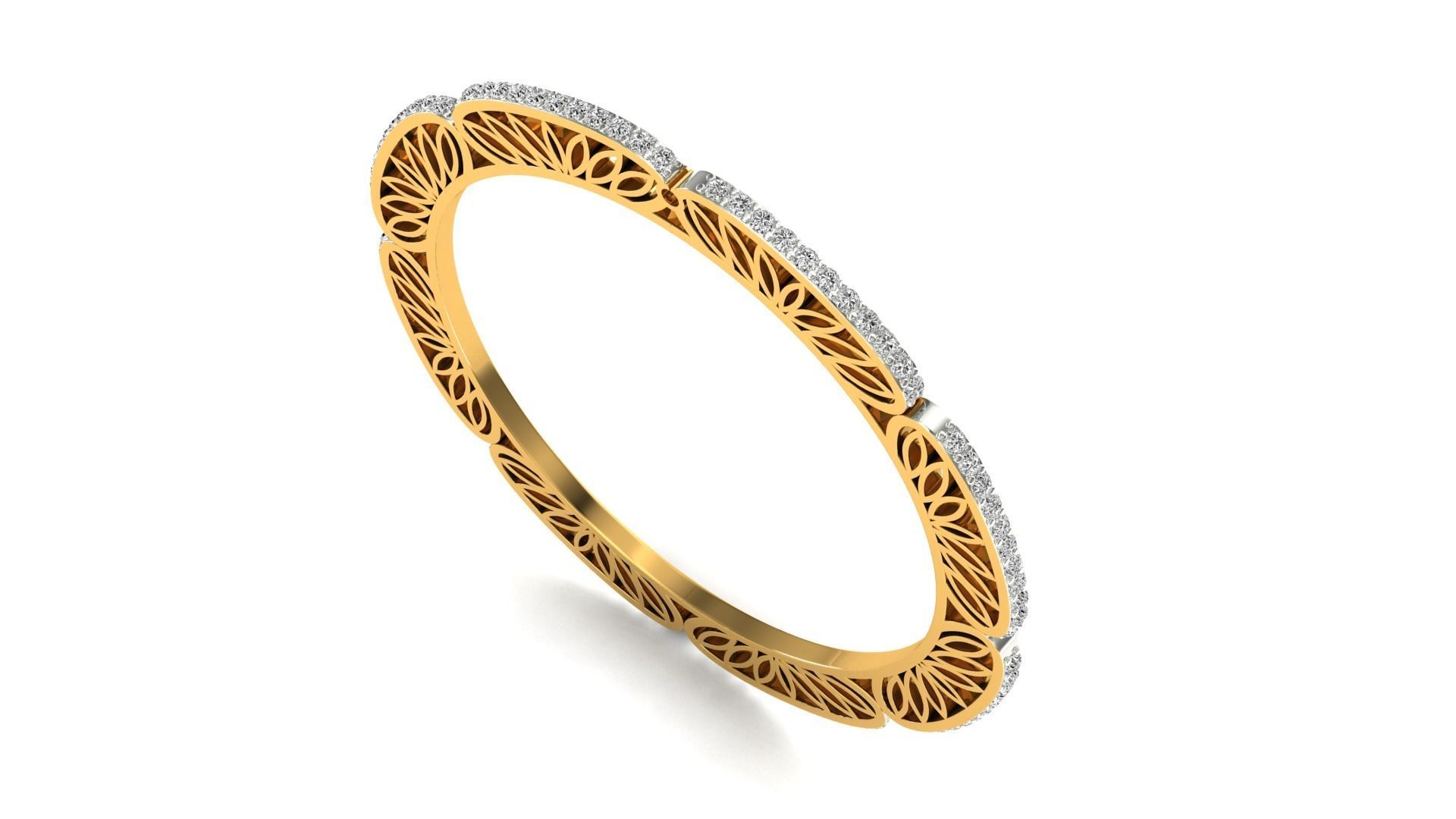 Bangle-015A-0882 gold bangle with diamonds 3D print model_5