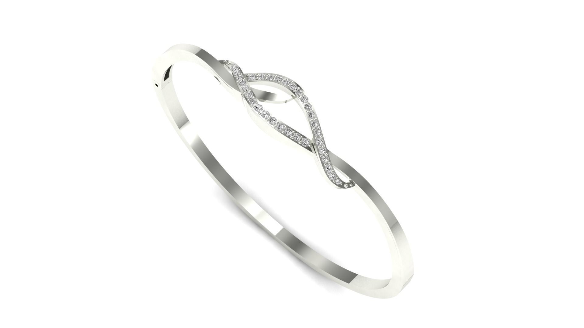 Bracelet-60 sterling silver ring with diamond in middle 3D print model_3