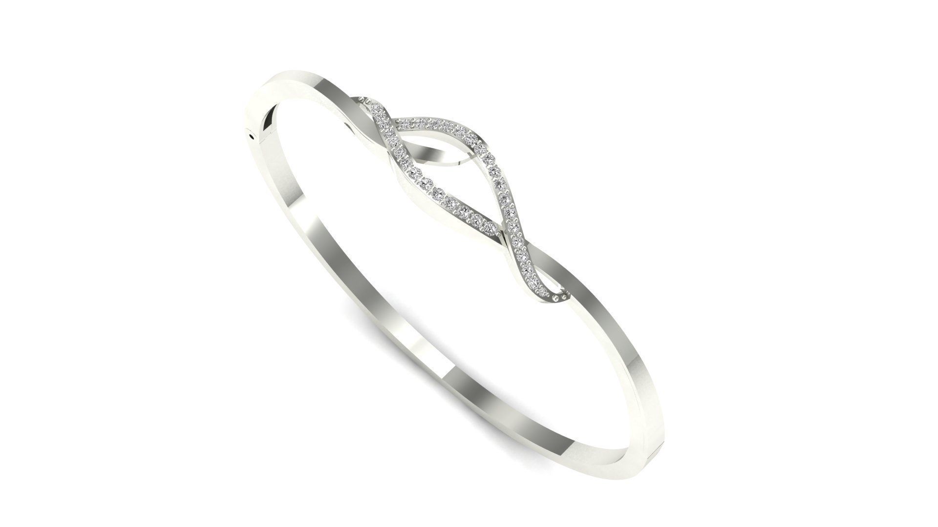 Bracelet-60 sterling silver ring with diamond in middle 3D print model_2