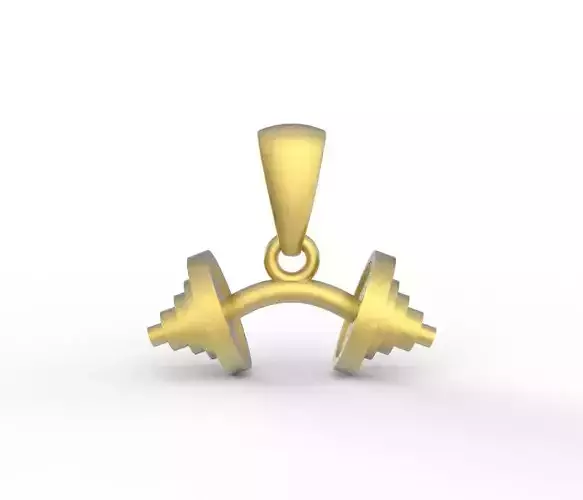 strongman gold dumbbell pendant