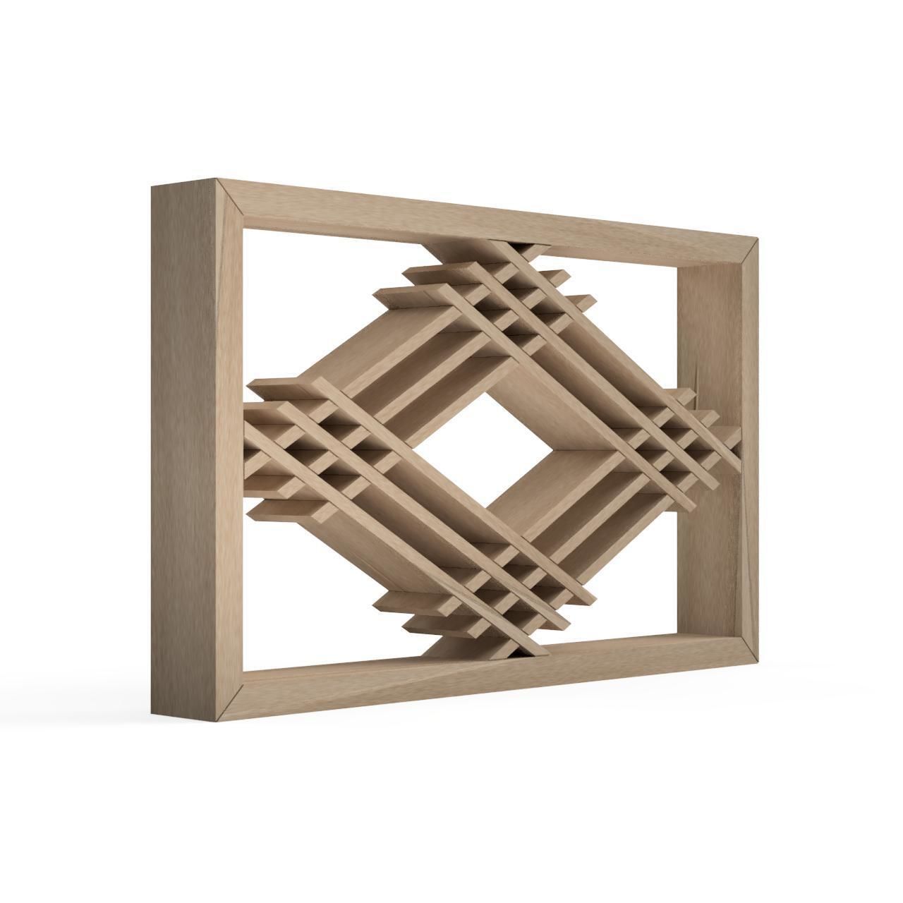 Miebishi wooden frame with diamond pattern 3D print model_2