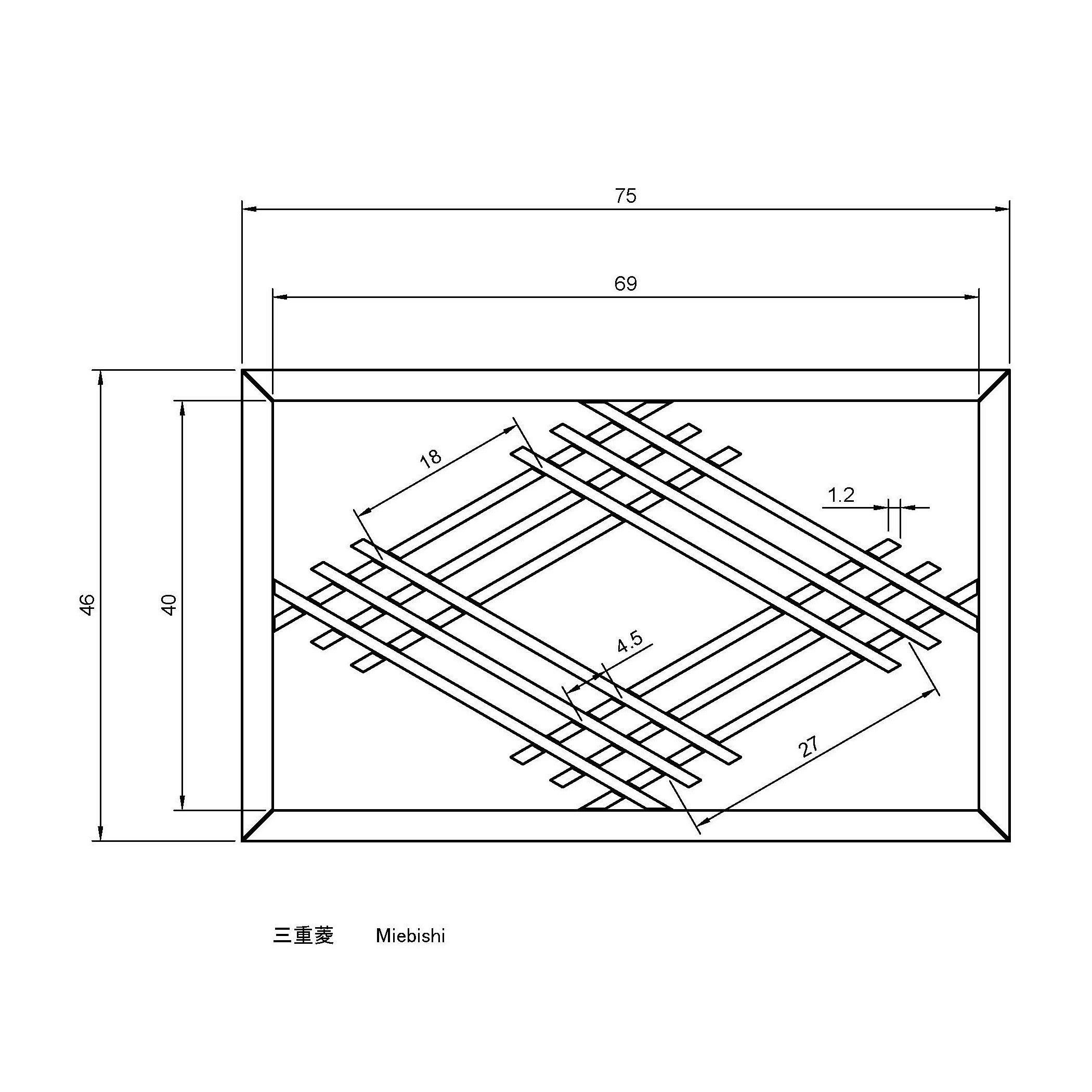 Miebishi wooden frame with diamond pattern 3D print model_1