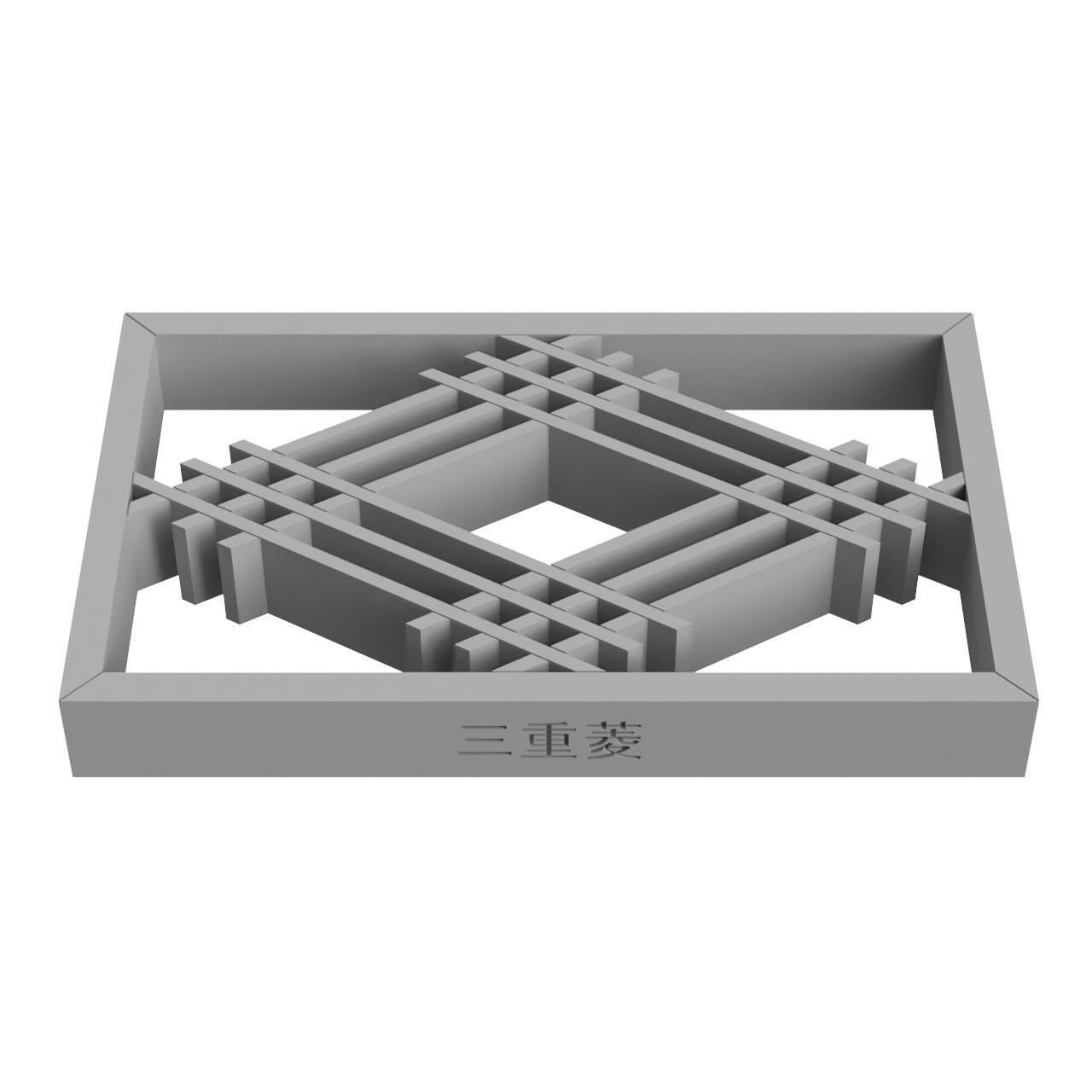 Miebishi wooden frame with diamond pattern 3D print model_3