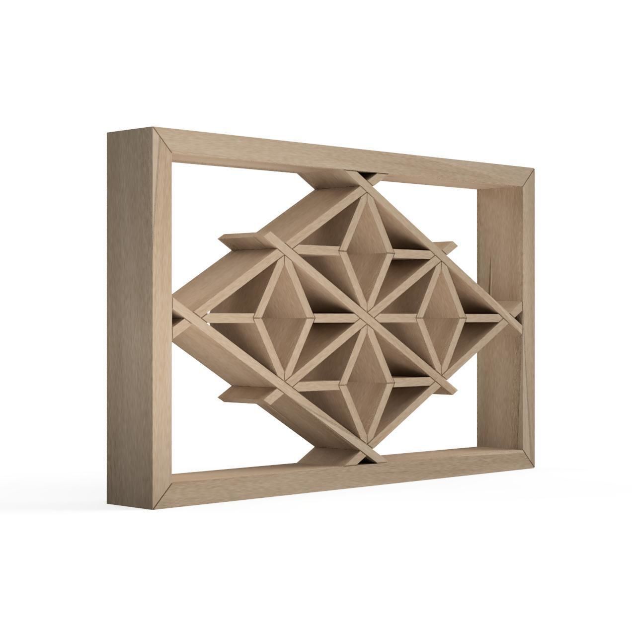 Ginnanhagumi wooden frame with geometric design 3D print model_2