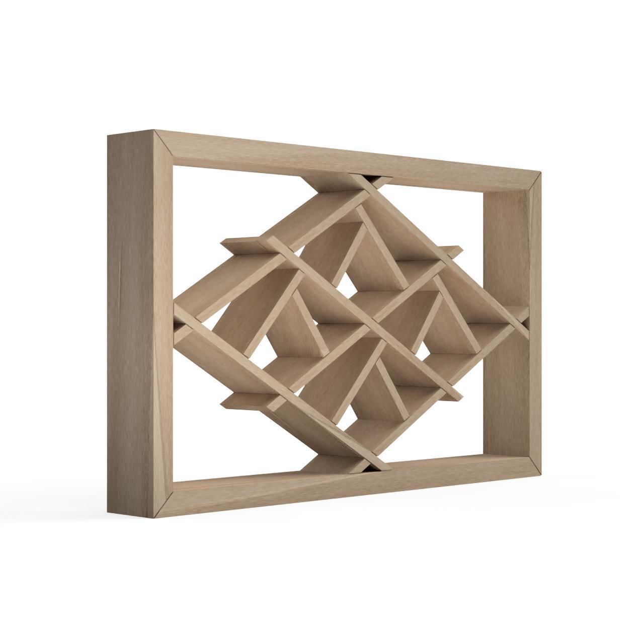 Yamagatakuzushi wooden frame with geometric design 3D print model_2