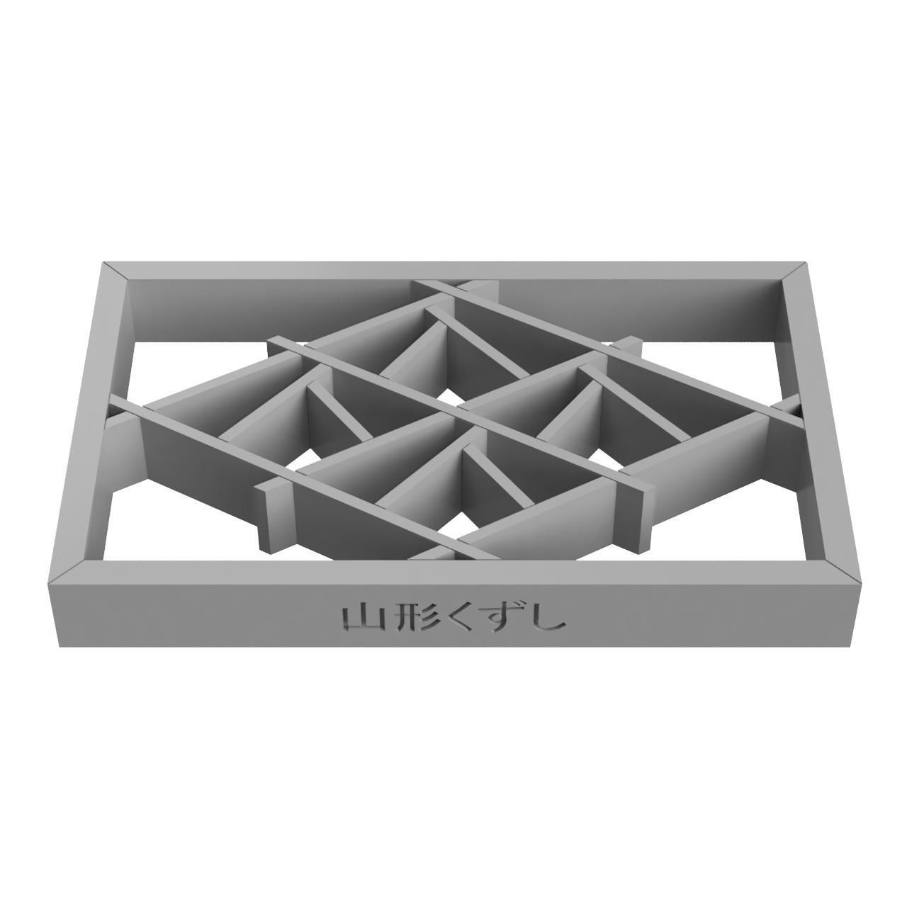 Yamagatakuzushi wooden frame with geometric design 3D print model_3