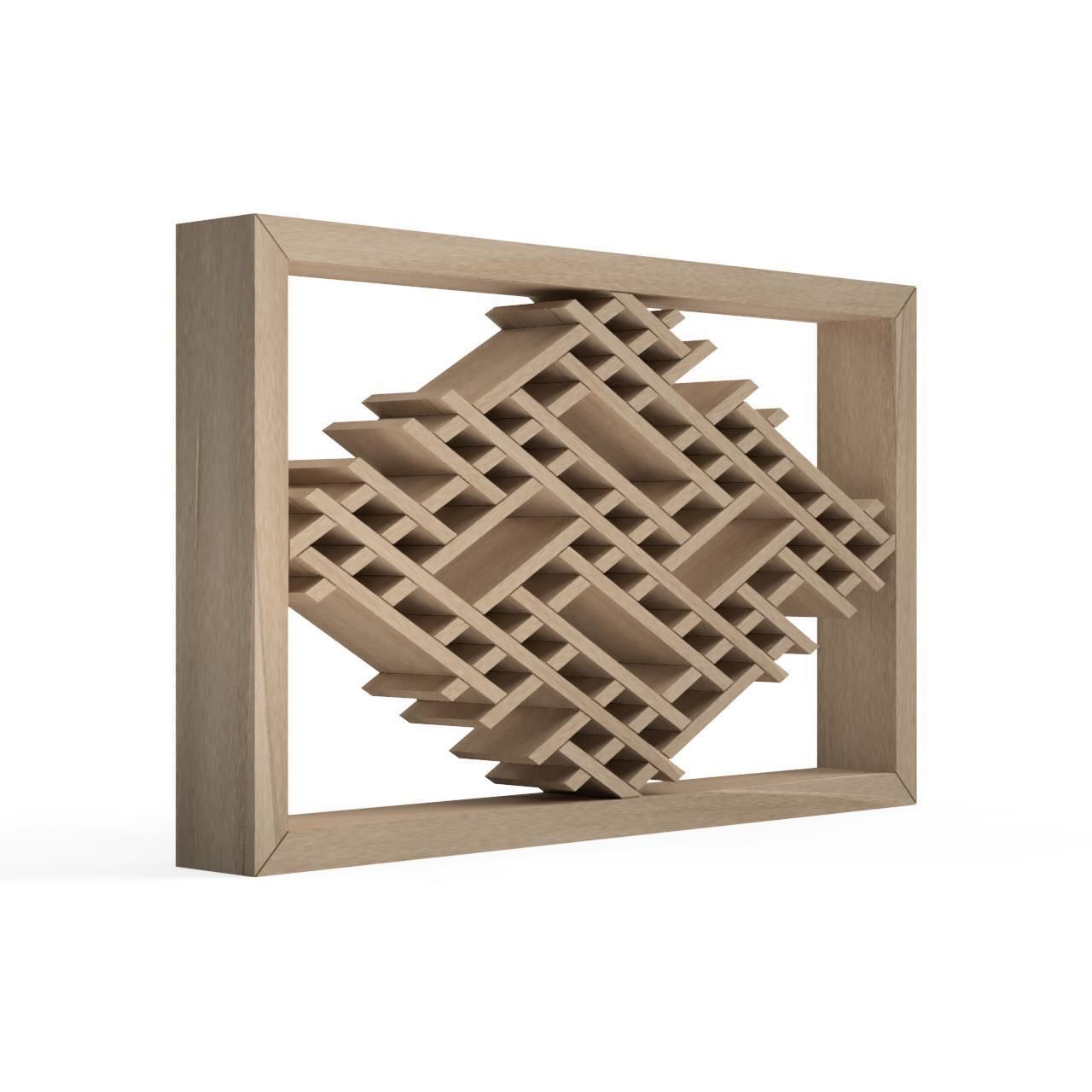 Sayagatakuzushi wooden frame with geometric pattern 3D print model_2