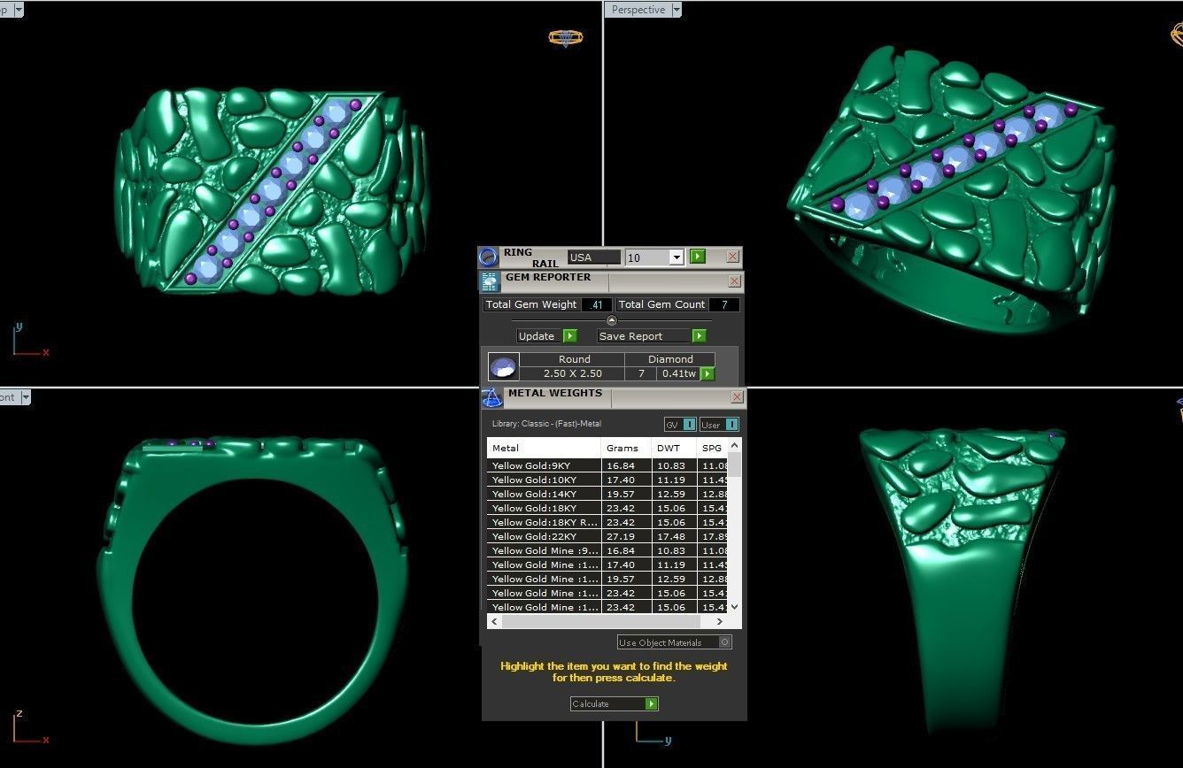 Gents Diamond  Nugget Ring 21 3D print model_6