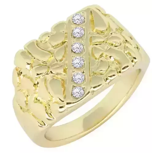Gents Diamond  Nugget Ring 21 3D print model