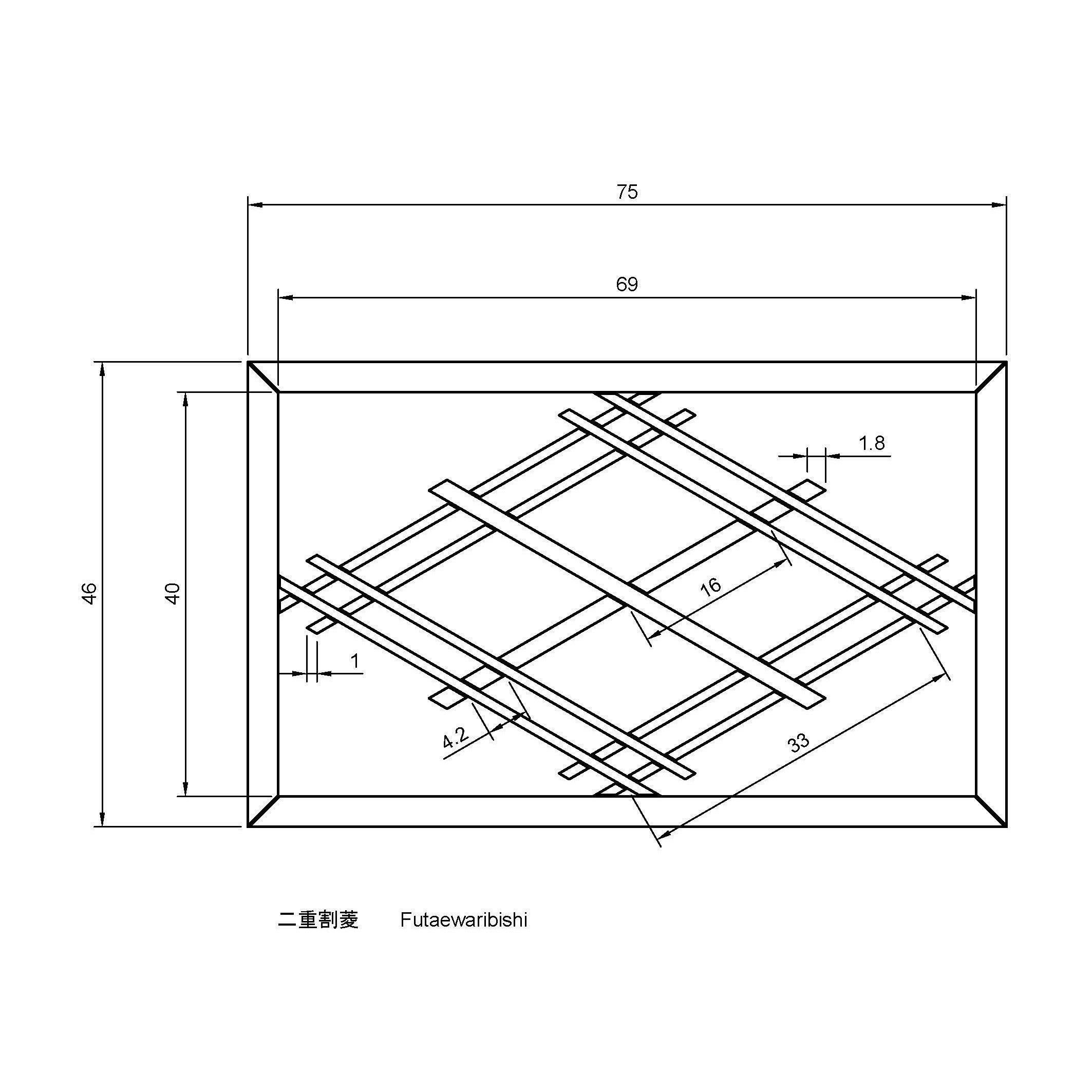 Futaewaribishi wooden frame with diamond pattern 3D print model_1