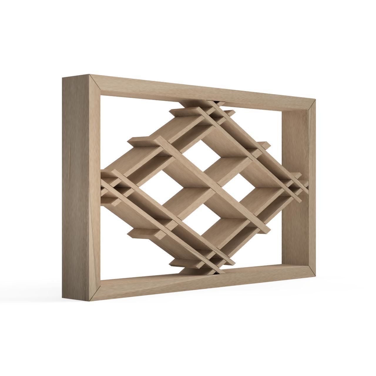 Futaewaribishi wooden frame with diamond pattern 3D print model_2