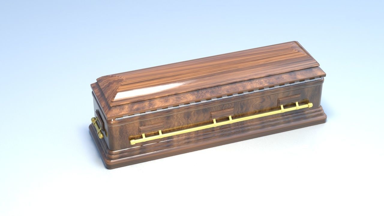 Coffin wooden chest 3D model_5