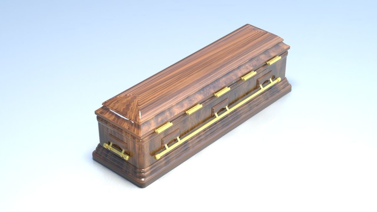 Coffin wooden chest 3D model_3