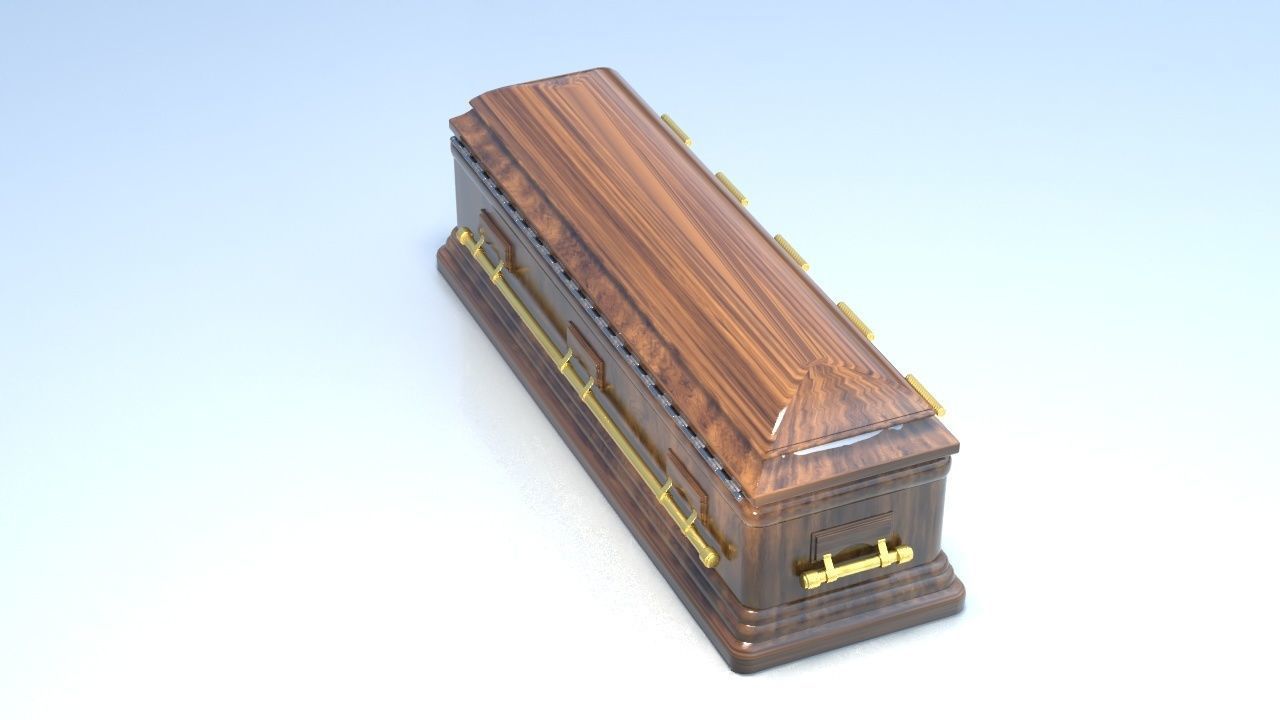 Coffin wooden chest 3D model_4