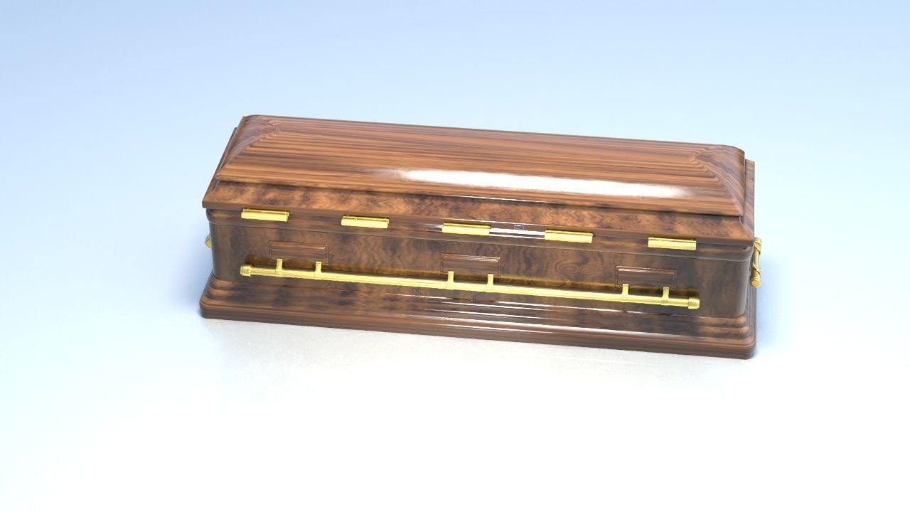 Coffin wooden chest 3D model_7