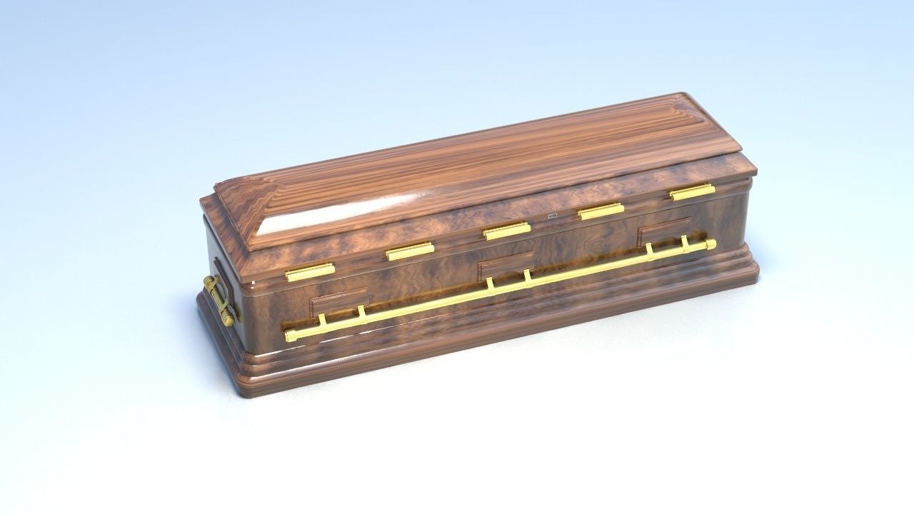Coffin wooden chest 3D model_2