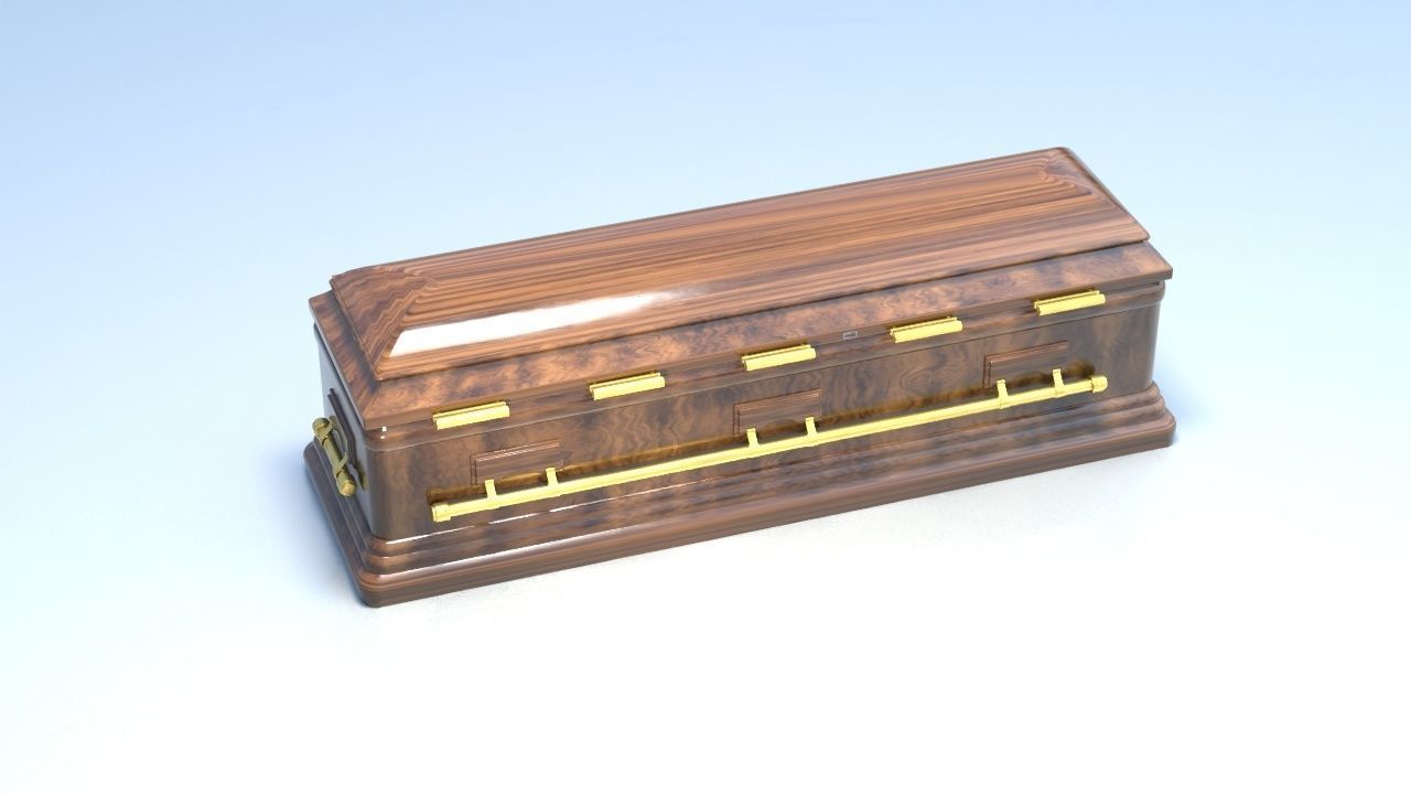 Coffin wooden chest 3D model_8