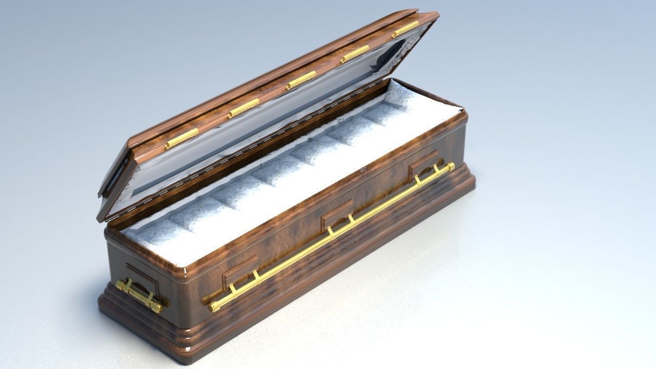 Coffin wooden chest 3D model_1