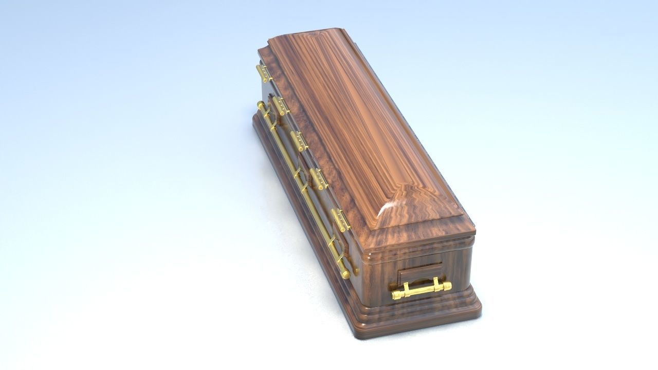 Coffin wooden chest 3D model_6