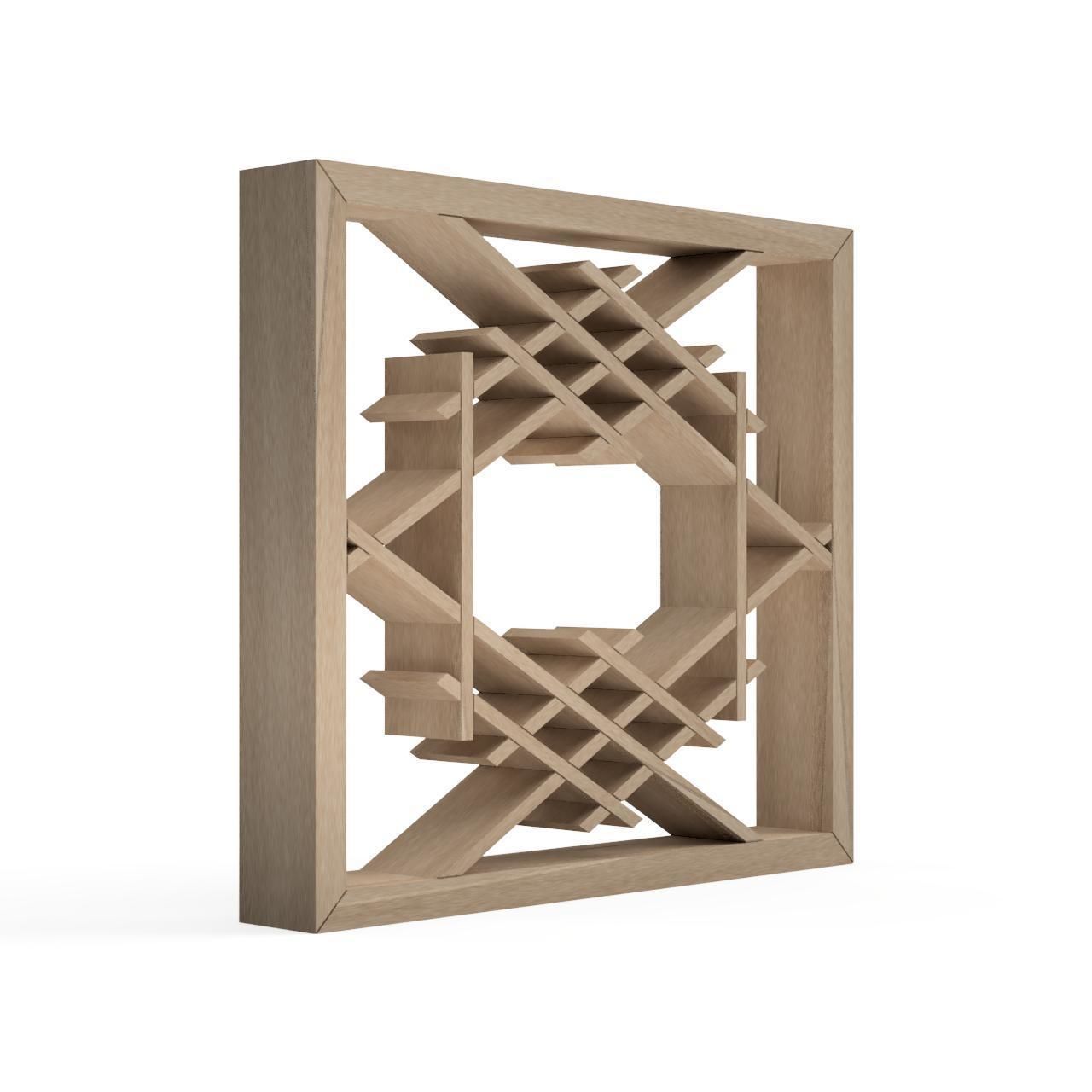 Waribishikikko wooden frame with geometric design 3D print model_2