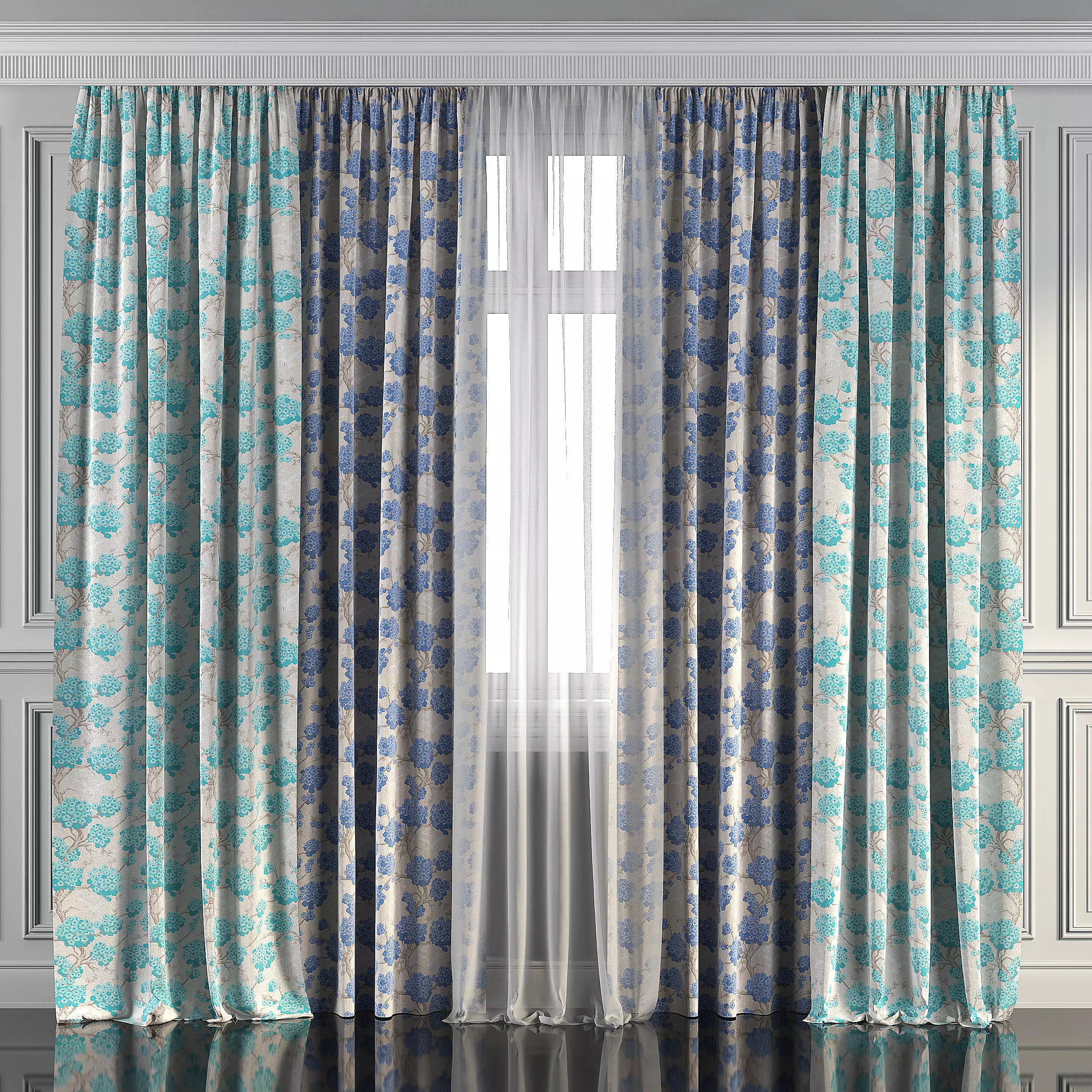 Curtain Set 100 3D model_0