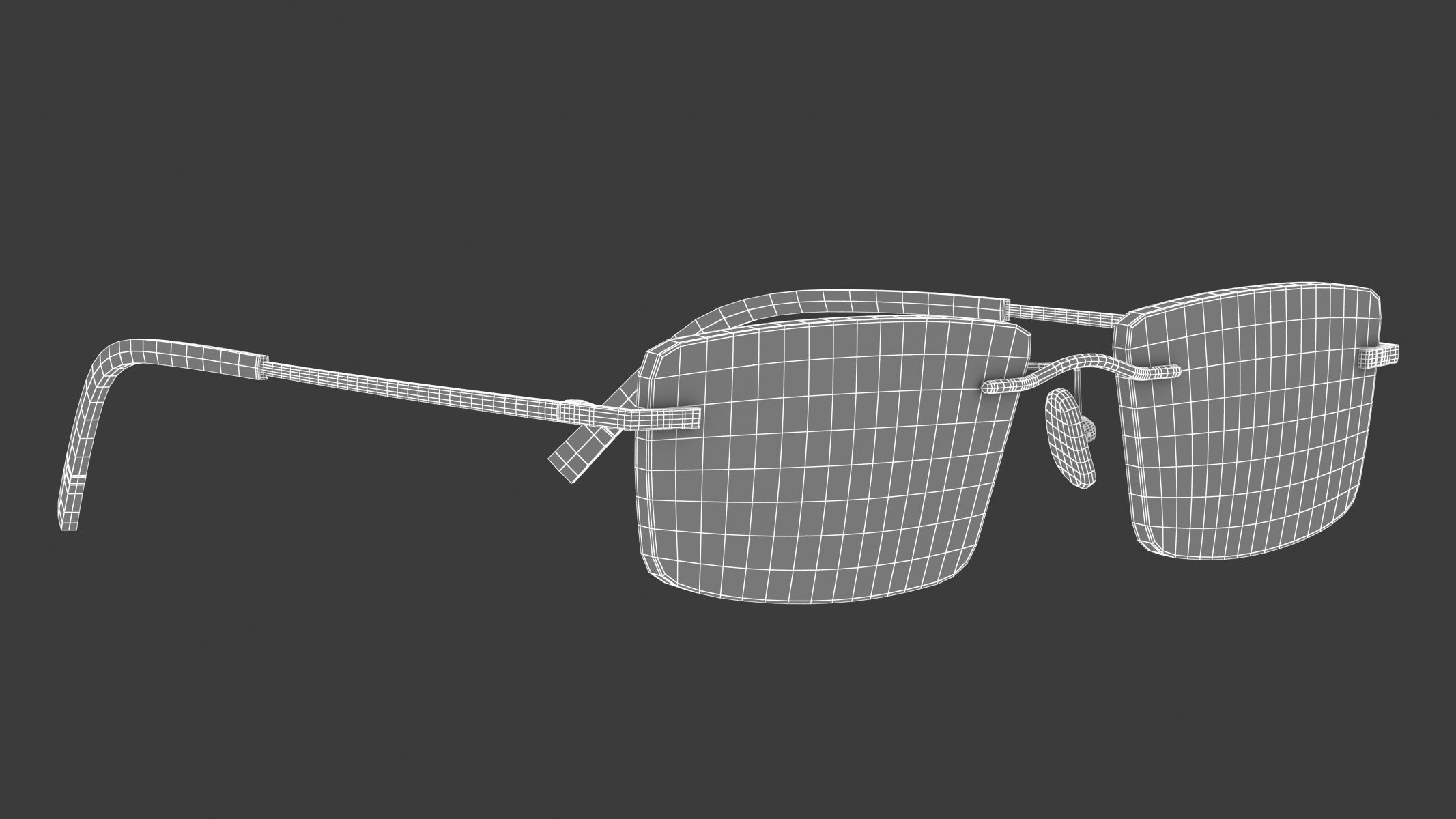 Rectangular Rimless Eyeglasses 3D model_11