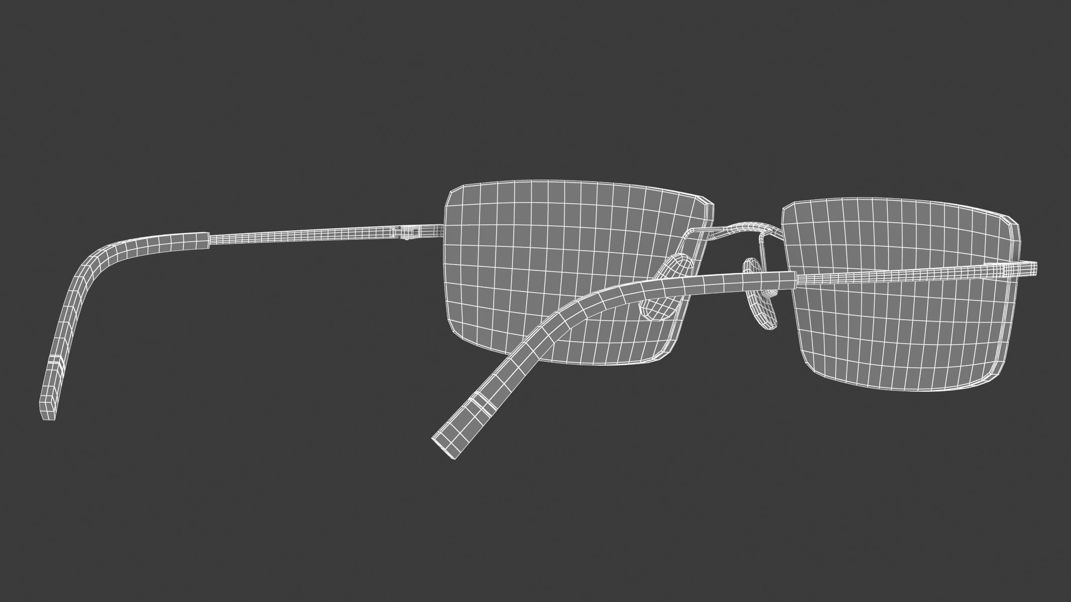 Rectangular Rimless Eyeglasses 3D model_12