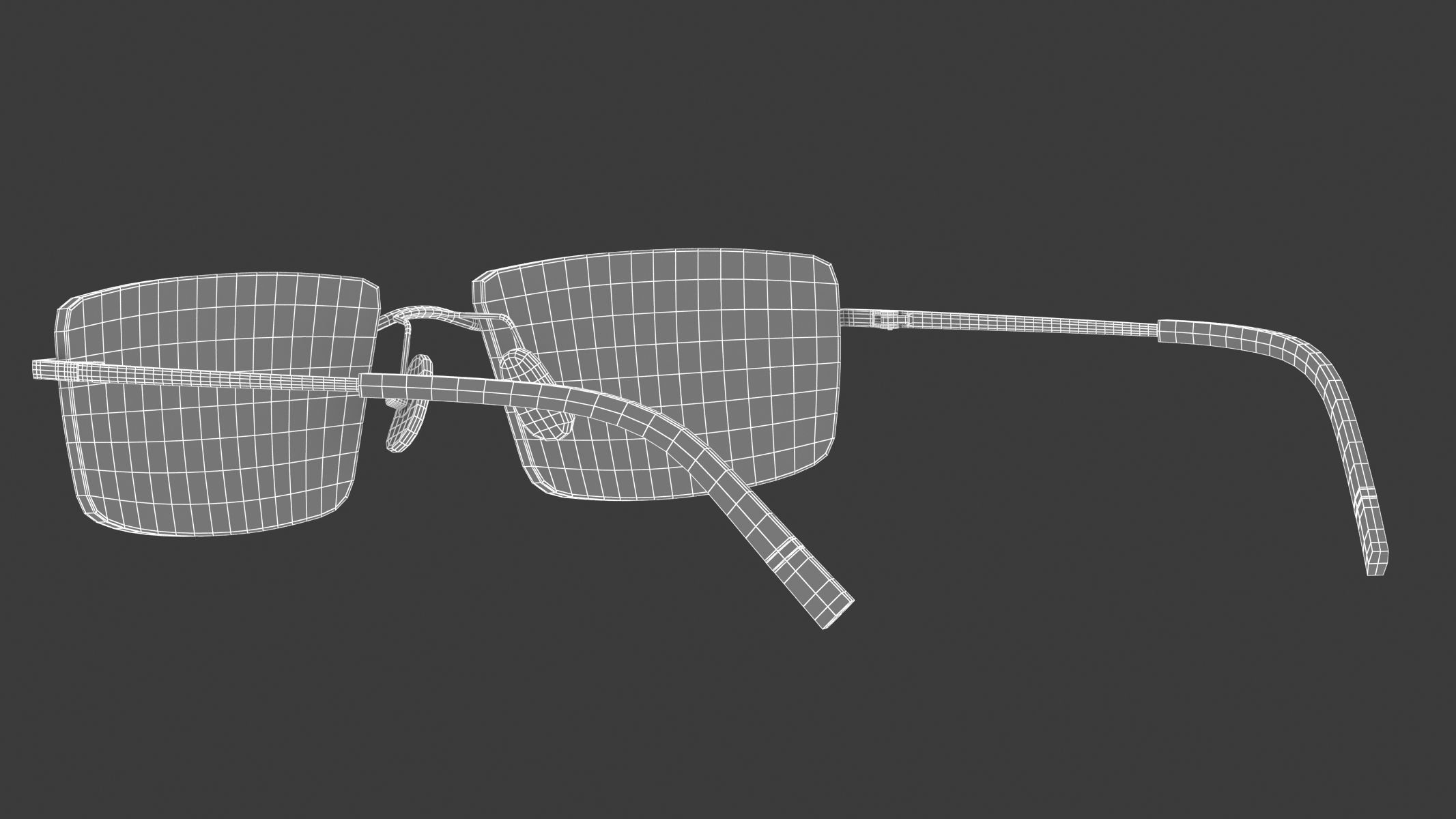 Rectangular Rimless Eyeglasses 3D model_13