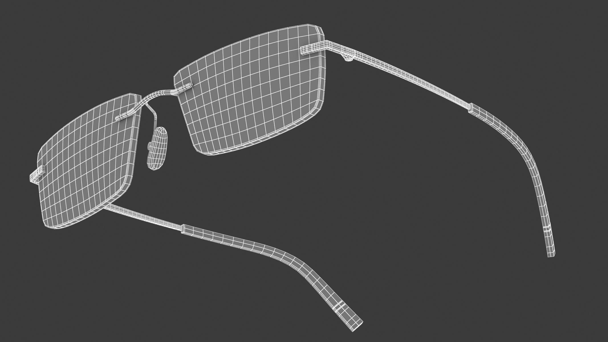 Rectangular Rimless Eyeglasses 3D model_14