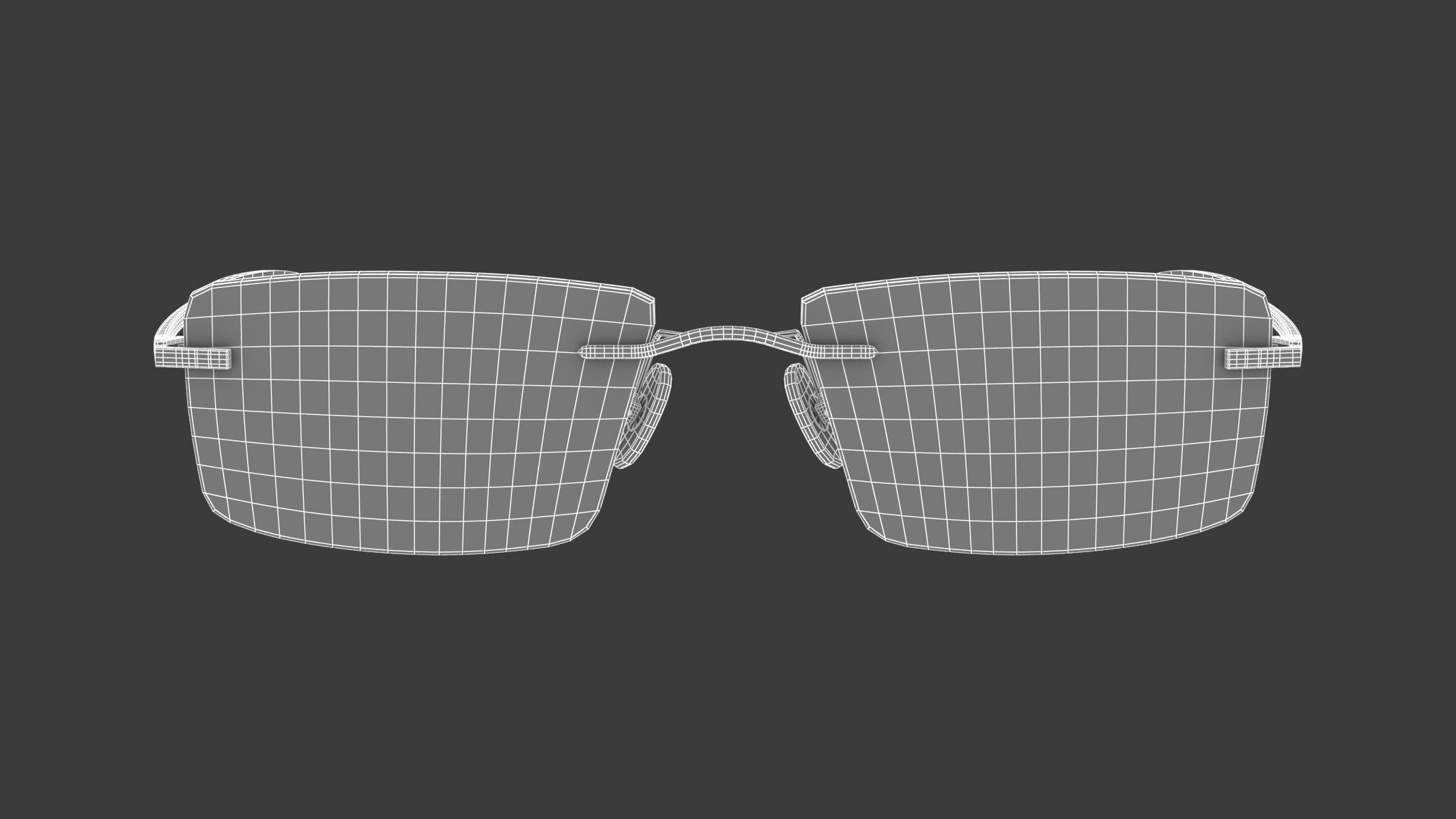 Rectangular Rimless Eyeglasses 3D model_10