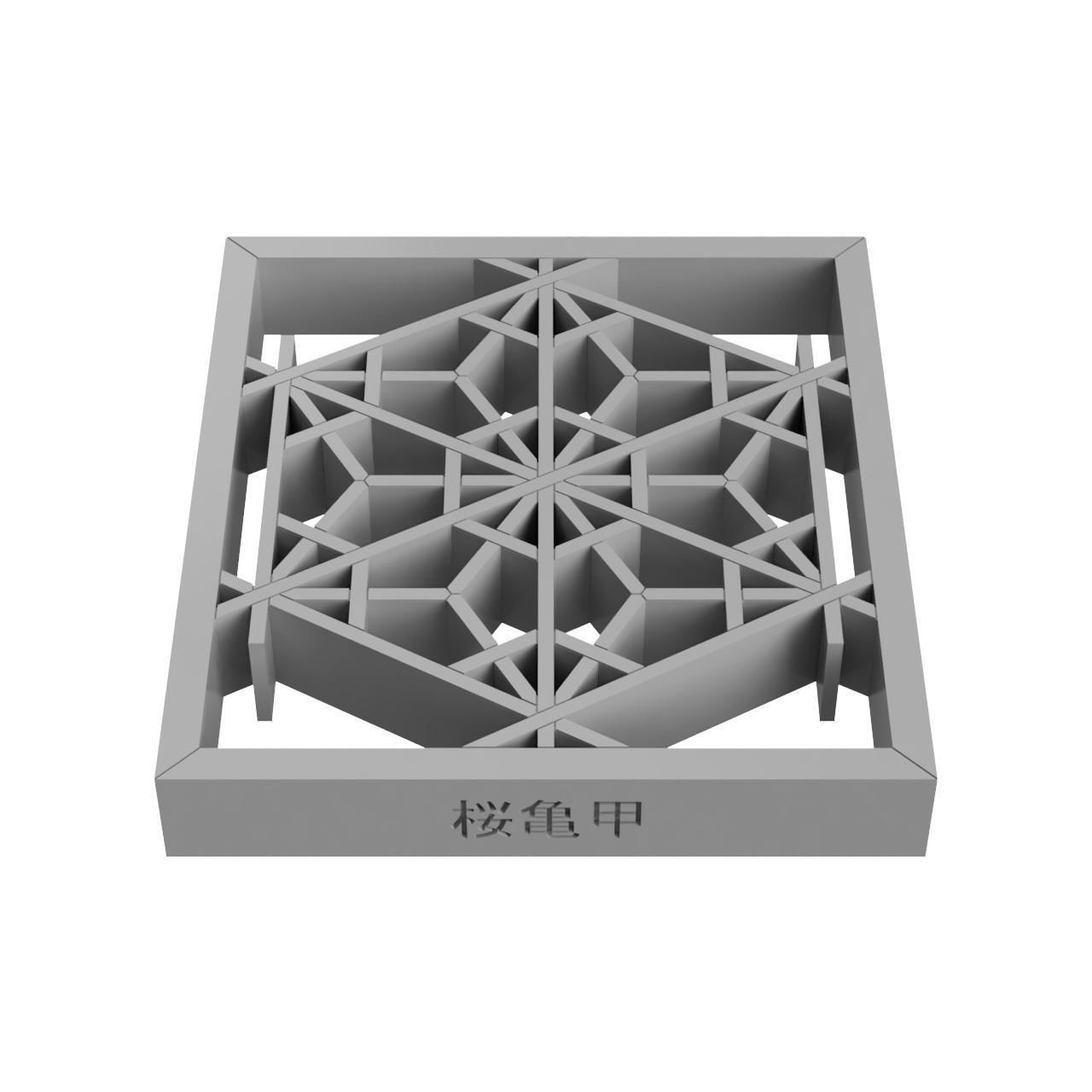 Sakurakikko wooden frame with intricate design 3D print model_3
