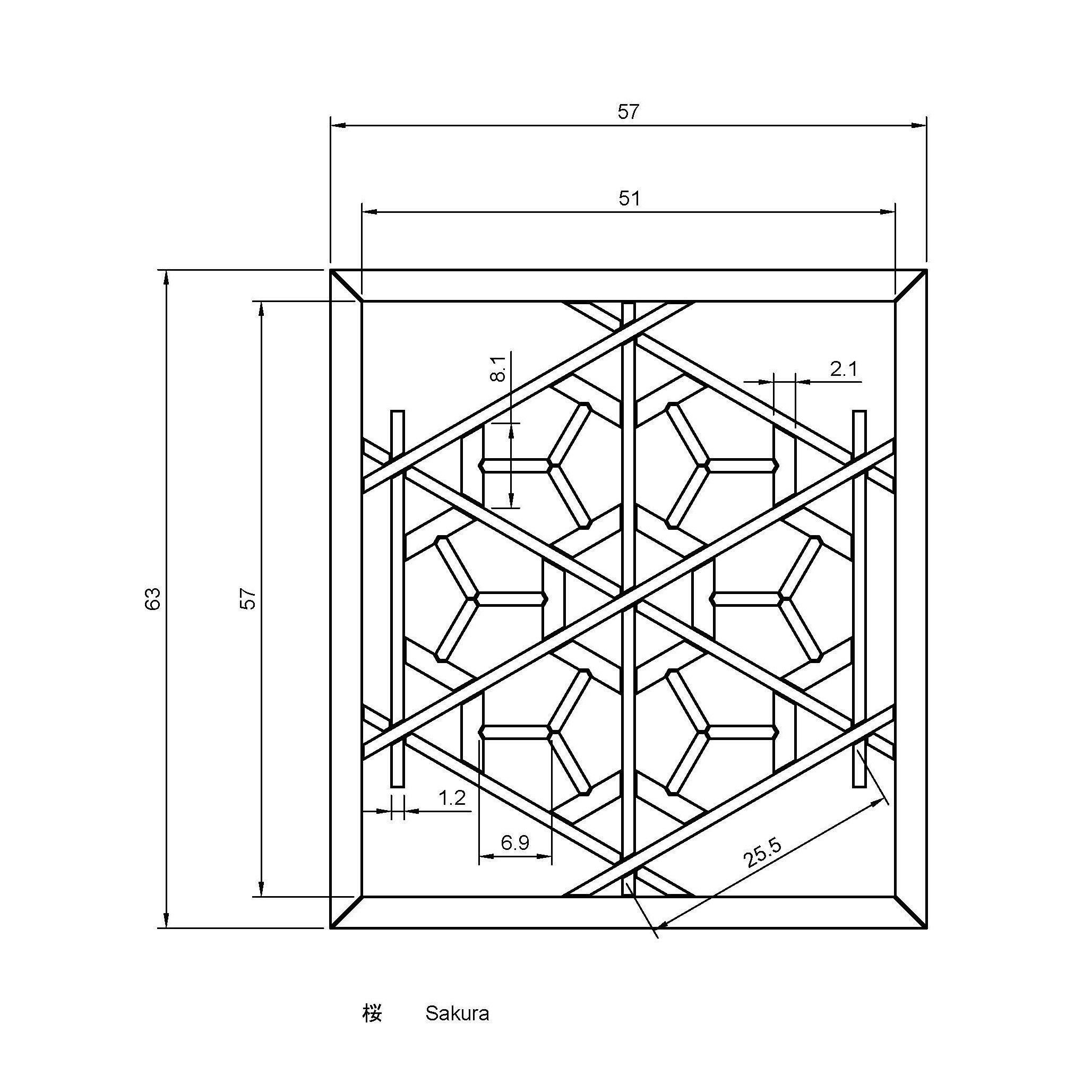 Sakura geometric design on wooden frame 3D print model_1