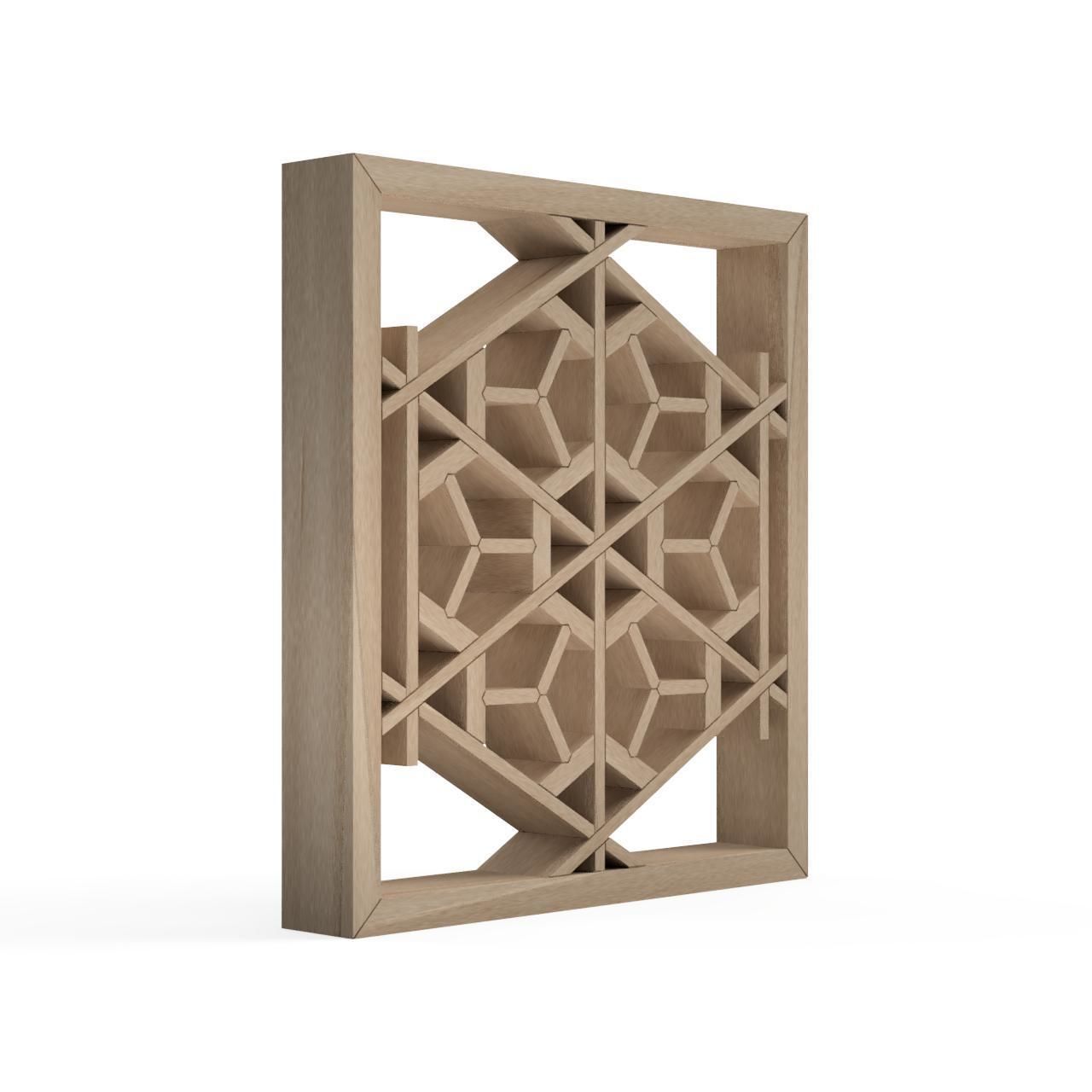 Sakura geometric design on wooden frame 3D print model_2