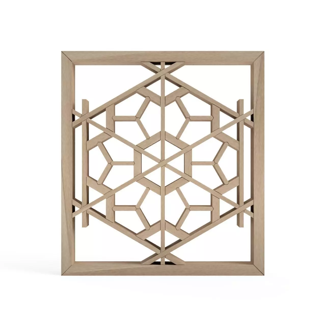 Sakura geometric design on wooden frame 3D print model_0