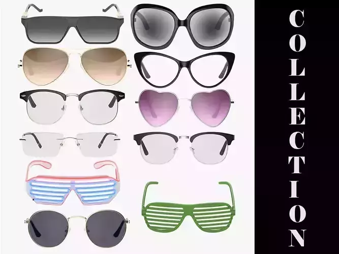 11 Glasses and Sunglasses Collection 3D model