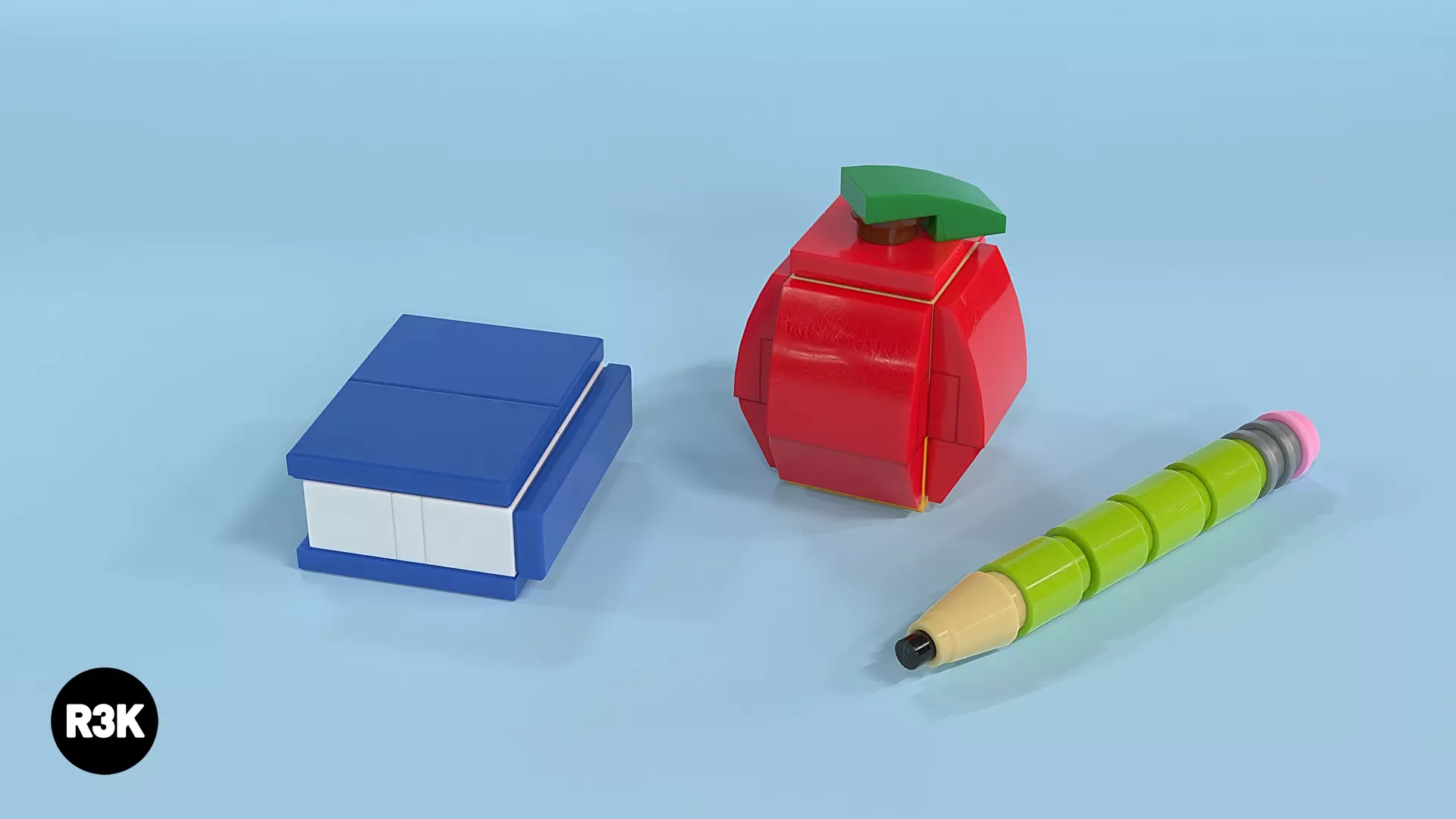 LEGO Brick Apple Pencil and Book Minibuild 3D model_0