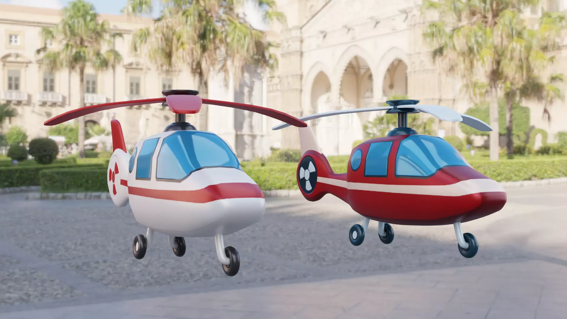 Cartoon Helicopter Low-poly 3D model