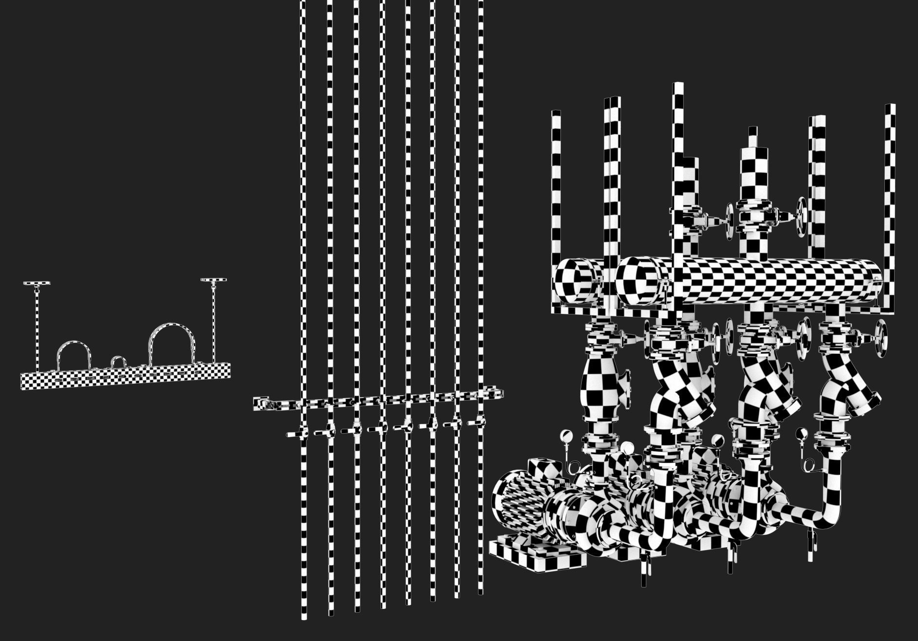 Pump Collection and Drain Valve and Pipe Clamp 3D model_5