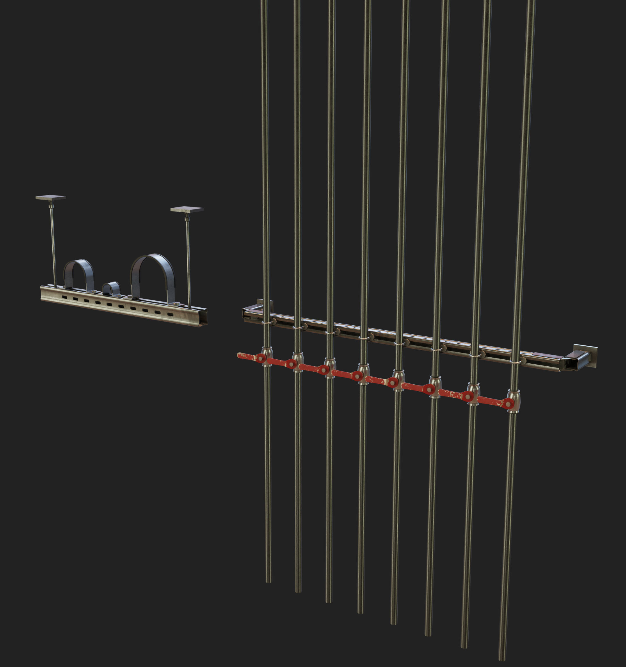 Pump Collection and Drain Valve and Pipe Clamp 3D model_4