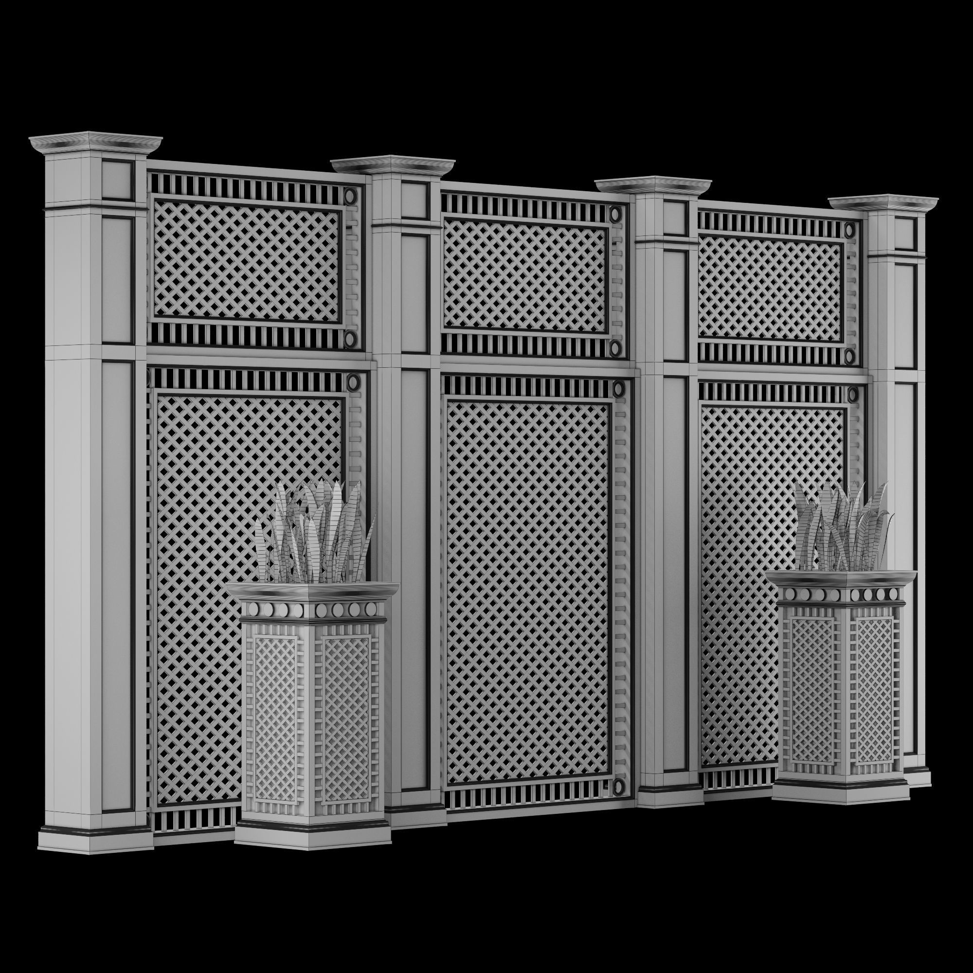 Decorative fence 2 3D model_4