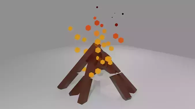 lowpoly campfire 3D model