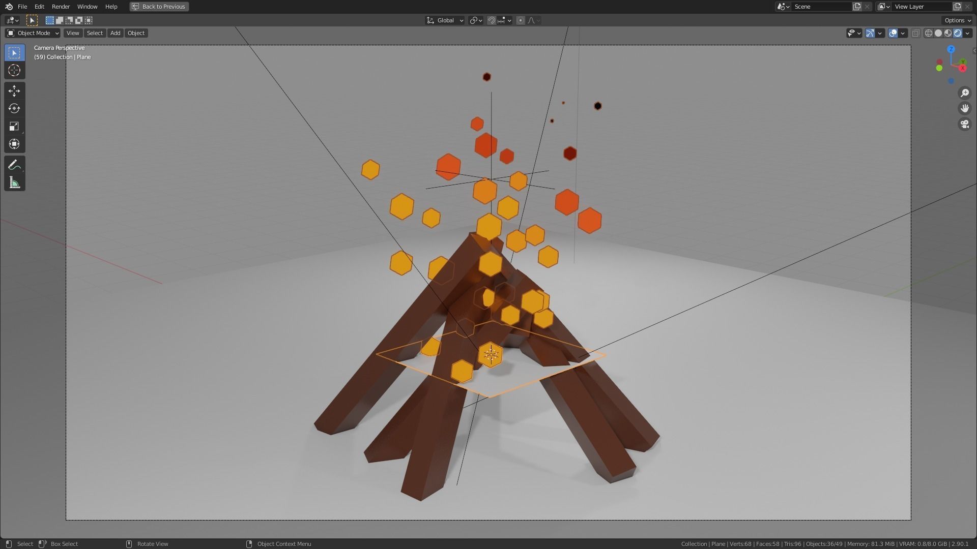 lowpoly campfire 3D model_2