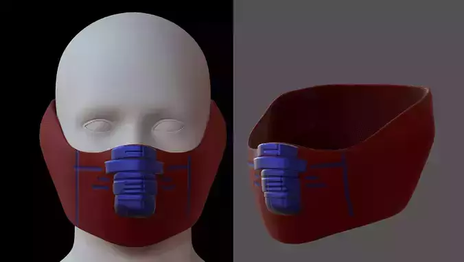 Gas mask helmet 3d model scifi Low-poly 
