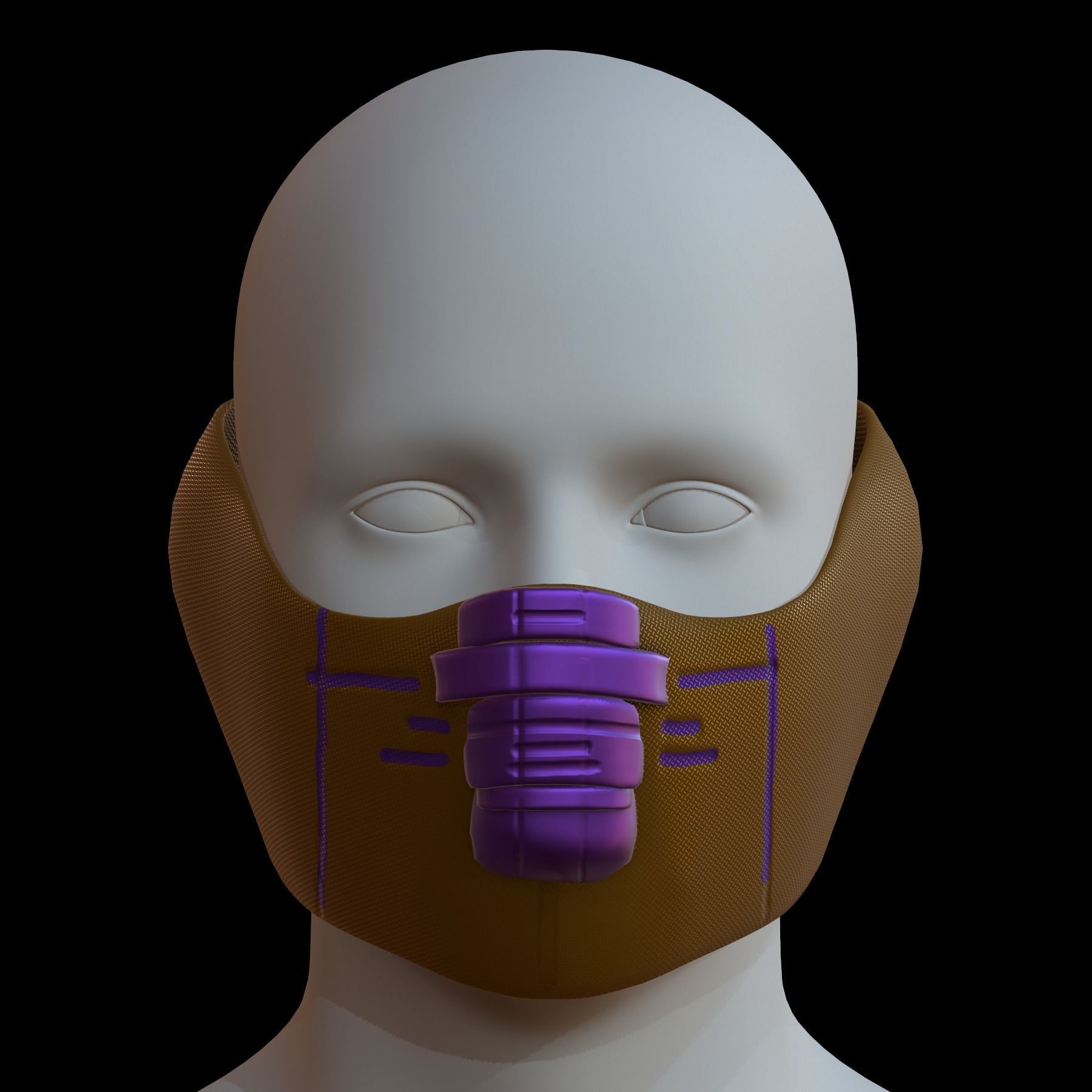 Gas mask helmet 3d model scifi Low-poly Low-poly 3D model_1