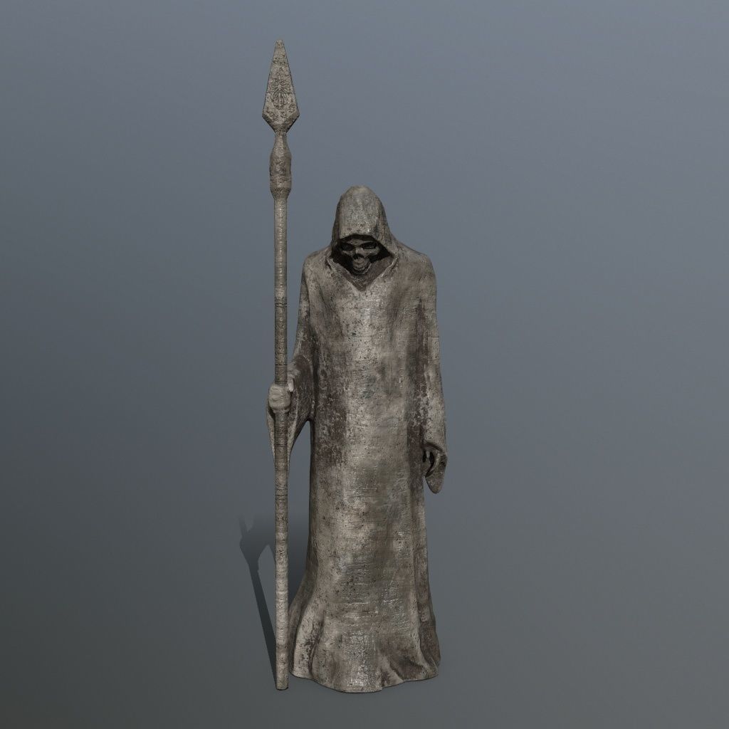statue with spear Low-poly 3D model_9