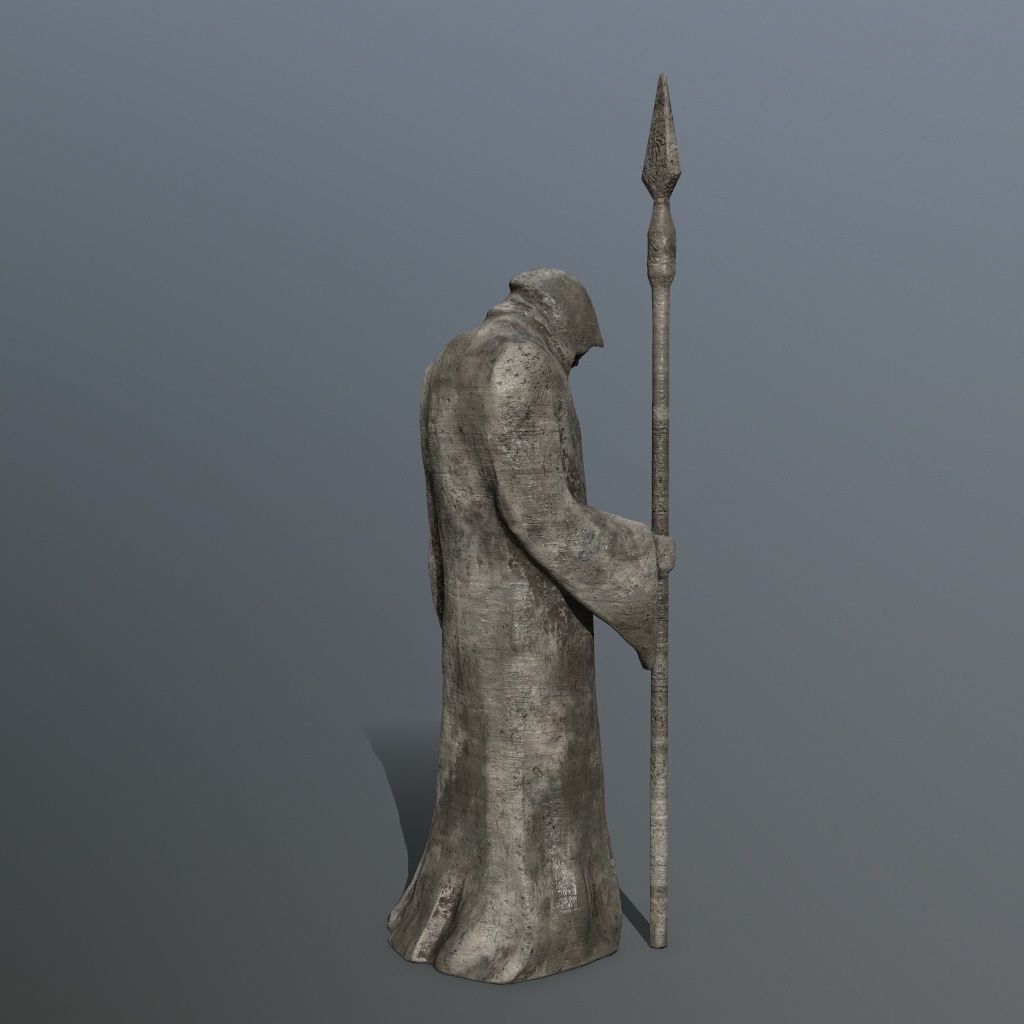 statue with spear Low-poly 3D model_7