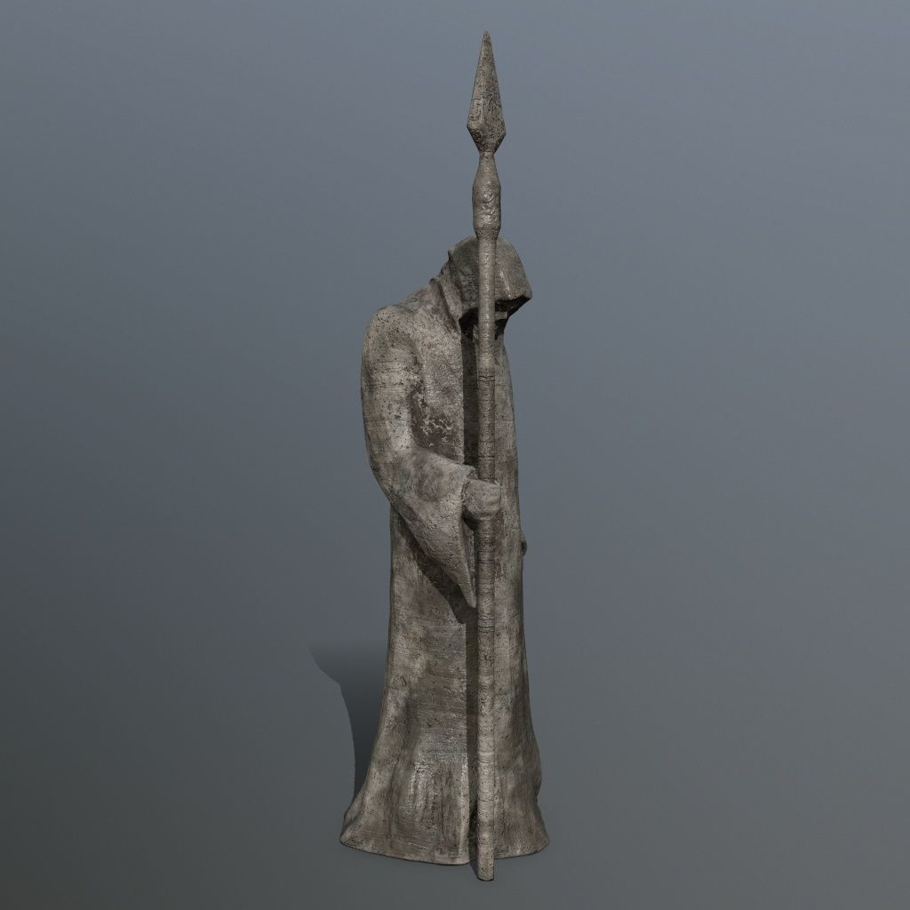 statue with spear Low-poly 3D model_8