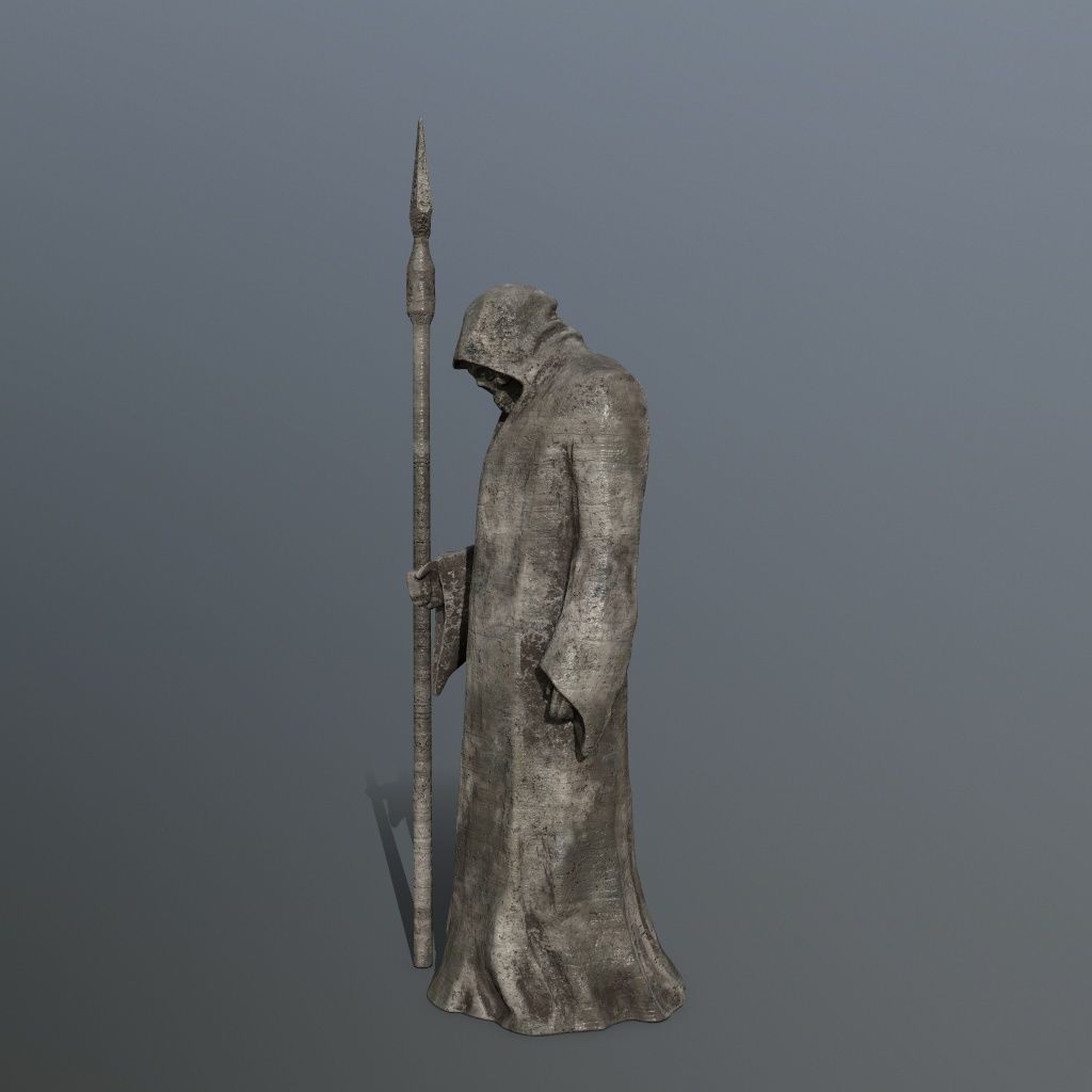 statue with spear Low-poly 3D model_4