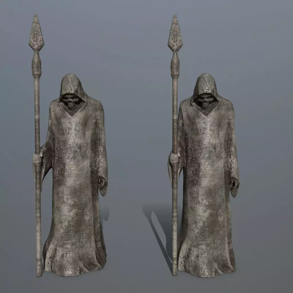statue with spear Low-poly 3D model_0